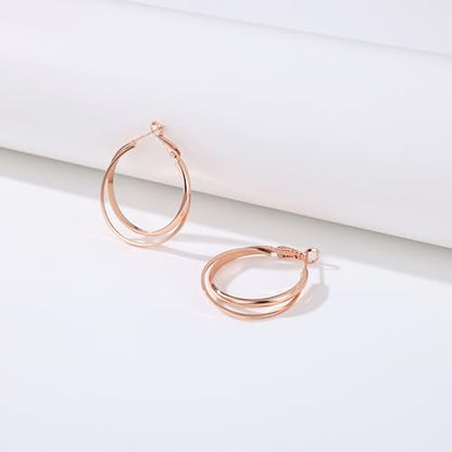 Gacimy Criss Cross Hoop Earrings for Women, 14K Gold Plated Hoops - color: Rose Gold, size: 30mm