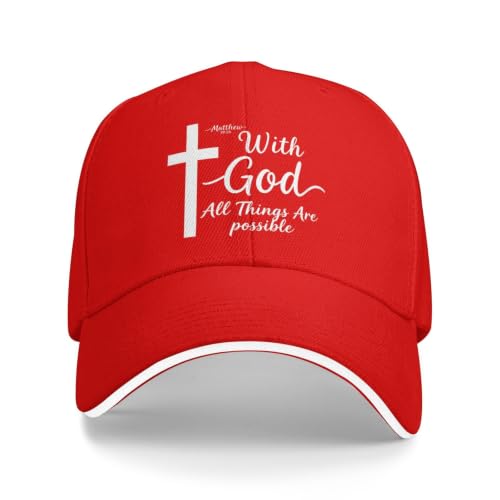 Christian Baseball Cap for Men & Women - Jesus Cross Hat, Adjustable Christian Gifts - color: Christian-16 Red