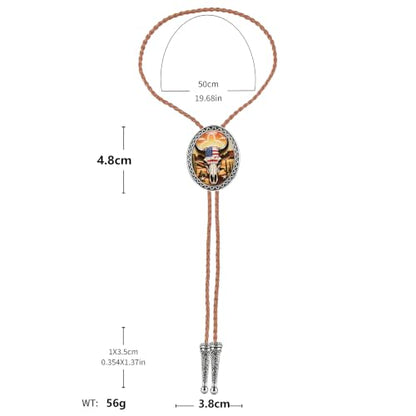 GelConnie Gothic Bolo Tie for Men Women 3D Art Western Cowboy Necktie - color: Cow Skull Bolo Tie