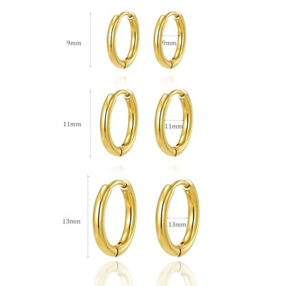 18K Gold Plated Hoop Earrings for Women, NICKEL-FREE & HYPOALLERGENIC, Timeless Jewelry Gift - color: Gold-6pcsE