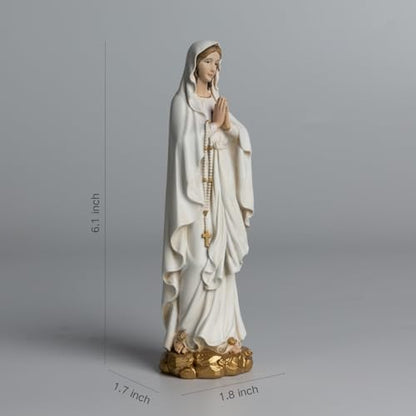 BC Catholic Our Lady of Lourdes Statue, 6" H Blessed Virgin Mary Mother Figure, Inspirational Home décor, Religious Gift,Handpainted Renaissance Sculpture Purity & Grace Collection from Buildclassic - color: Gold&white Lourdes