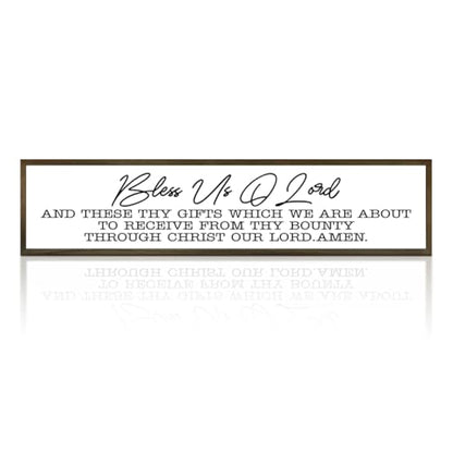 Rustic Farmhouse Kitchen Sign – 'Bless Us O Lord and These Thy Gifts' Wooden Prayer Wall or Table Decor for Dining Room, Religious Home Blessing Decor, Housewarming Gift