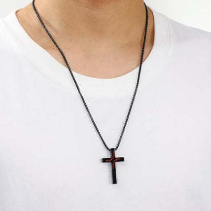 Baseball Bible Verse Cross Necklace for Boys Men, Stainless Steel Cross Pendant Baseball Game Day Christian Religious Jewelry Gifts for Teen Boys Kids - color: Black, style: I AM A CHILD OF GOD