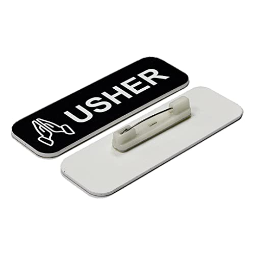 Usher 1 x 3 Name Tag/Badge, Black, Praying Hands (3 Pack) - color: Black, size: 3 Pack