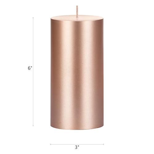 Mega Candles 6 pcs Unscented Solid Rose Gold Pillar Candle, Hand Poured Premium Wax Candles 3 Inch x 6 Inch, Home Décor, Spas, Weddings, Occasions, Party, Centerpieces, Holidays, Vigils, Prayers - color: Rose Gold, size: 6 Pieces