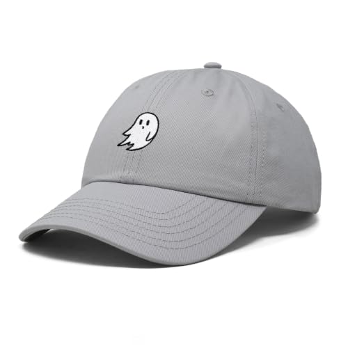DALIX Ghost Embroidered Mens Womens Cotton Dad Hat Baseball Cap Adjustable - color: Gray
