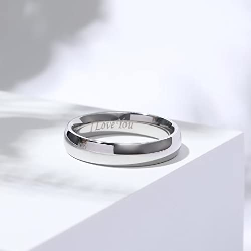 King Will 316L Wedding Band for Men Women, 4-8mm I LOVE YOU Dome Size 4-15 - color: A-Sliver-Plated-5mm