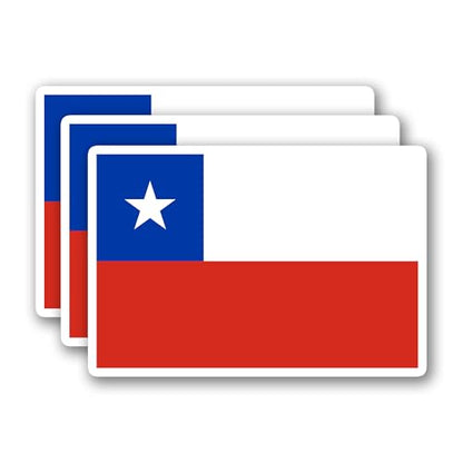 (3Pcs) Chile Flag Sticker – Chilean Stickers National Flags, 3" x 1.8" - color: Chile