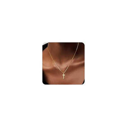 Cross Necklace for Women, Dainty 14K Gold Plated Cross Pendant Simple Long Necklaces for Women, Christian Faith Necklace Trendy Gold Jewelry Gifts for Easter - color: gold medium cross necklace