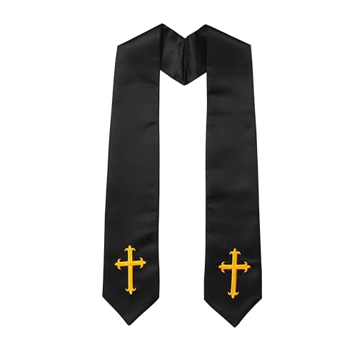 Clergy Stole & Choir Stole with Embroidered 60/72" - color: Black, size: 60 inch