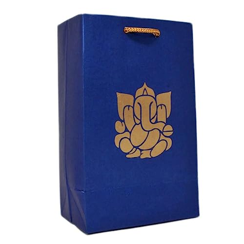 Desi Favors Small Ganesh Paper Bags - Indian Gifts, Party Favor, Goodie, Small Paper Bags for Diwali, Pooja, Housewarming, Wedding Return Gifts - 5.9x5.11x2.75 Inch (Pack of 8) - style: Ganesh Paper Bags - Small