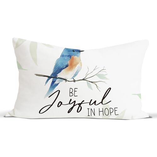 Christian Jesus Bird Throw Pillow Covers 12x20 Inch, Bible Verse - color: Be Joyful in Hope Romans 12:12