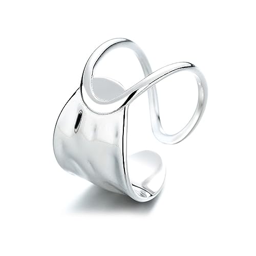 Handmade Rings 925 Sterling Silver Band Ring Adjustable Open Knuckle Rings Thumb Ring Statement Rings for Women Minimalist Jewelry - color: Pattern 1