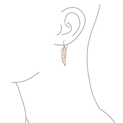 Spiritual Angel Wing Feather Earrings Rose Gold Plated .925 Sterling Silver - color: Rose