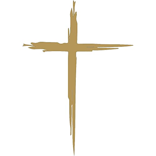 Cross Hand Drawn y3148 Vinyl Sticker Decals (Pack of 2) for Car Bumper Window Laptop Tablet Phone (5.8 inch x 8 inch,Gold) - color: Gold, size: 5.8 inch x 8 inch