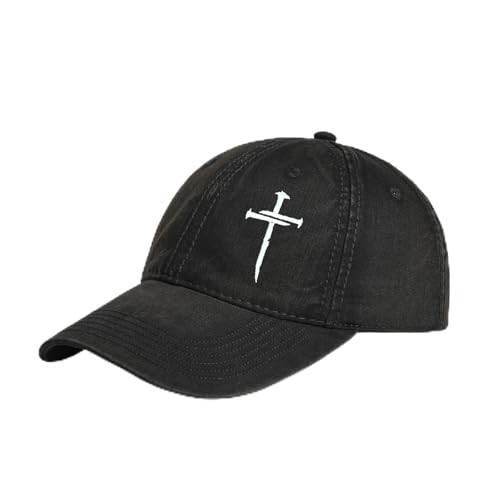 Vintage Baseball Cap for Men Women – Soft Cotton Embroidered Hat, Adjustable Low Profile Dad Hat - color: 3 Nail Cross Washed Black