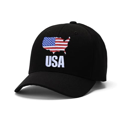 Embroidered Baseball Cap for Women Men Adjustable Baseball Hat Black Baseball Cap Trucker Hat - color: Usa