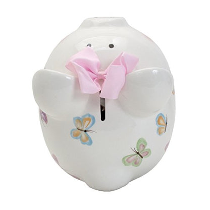 Child to Cherish Ceramic Piggy Bank for Girls, Petite Papillon Butterfly - color: Petite Papillon Butterfly