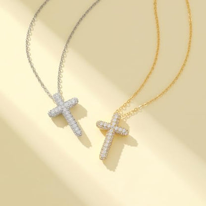 Baptism Cross Necklace for Women,First Communion Cross Necklaces Jewelry Gifts for Women - color: Crystal Bubble-G