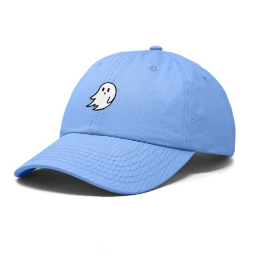 DALIX Ghost Embroidered Mens Womens Cotton Dad Hat Baseball Cap Adjustable - color: Light Blue