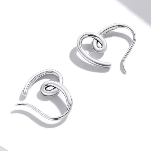 Silver Plated Hoop Earrings for Women Infinity Angel Feather Pearl Turquoise Cross Star Huggie Ear Buckles Hypoallergenic Posts Dainty Jewelry Gift - color: Silver Heart