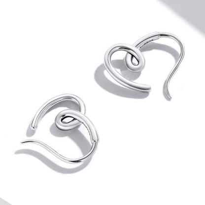 Silver Plated Hoop Earrings for Women Infinity Angel Feather Pearl Turquoise Cross Star Huggie Ear Buckles Hypoallergenic Posts Dainty Jewelry Gift - color: Silver Heart