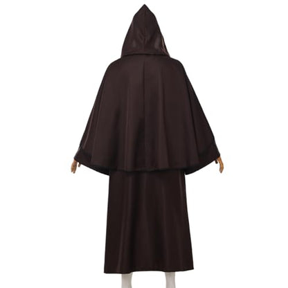 BLESSUME Friar Hooded Robe Monk Renaissance Priest Halloween Medieval Role Play Costume - color: Brown, size: Small