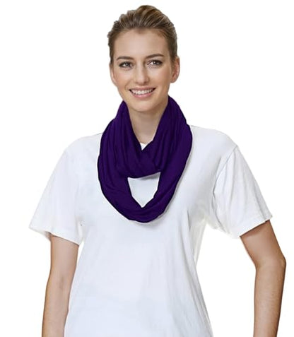 Lina & Lily Premium Modal Jersey Knit Women's Infinity Scarf Loop Lightweight - color: Dark Purple