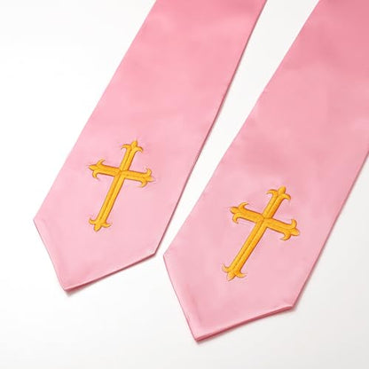 Clergy Stole & Choir Stole with Embroidered 60/72" - color: Pink, size: 60 inch