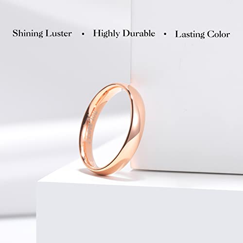 King Will 316L Wedding Band for Men Women, 4-8mm I LOVE YOU Dome Size 4-15 - color: C-Rose Gold Plated-4mm
