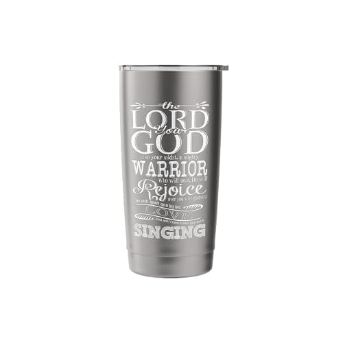 Bible Verse Shirt - Lord God Zephaniah 3:17 Christian Gift Stainless Steel Insulated Tumbler - color: Brushed Steel