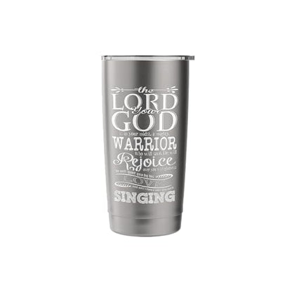 Bible Verse Shirt - Lord God Zephaniah 3:17 Christian Gift Stainless Steel Insulated Tumbler - color: Brushed Steel