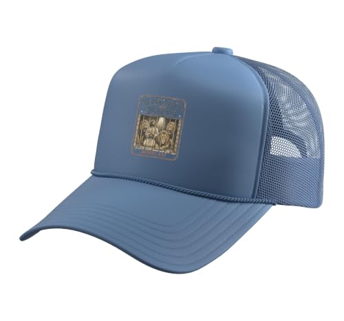 He Delivers and Rescues Daniel 6:27 Bible Verse Christian Trucker Hat with Adjustable Mesh Back - color: Light Blue