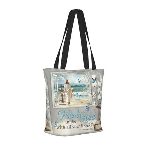 Tote Bag for Women，Everyday Carry Large Capacity Reusable Shopping Bag With Zipper For Groceries Work & Travel - color: Kapok Bibel