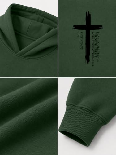 Christian Hoodies for Men Jesus Hoodies Faith Bible Verse Graphic Pullover - color: Green, size: Small