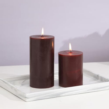 3x6 Inch Burgundy Pillar Candles Set of 3,Unscented Dark Red Pillar Candle - color: Burgundy, size: 3x6