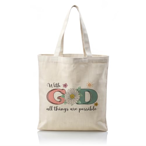 Christian Canvas Totes, Faith Tote Bag, Reusable Cloth Cotton Tote Bags, Floral Women Canvas Bag, Casual Cotton Tote Bag for Work, Travel & Daily Use, Christian Gift for Her Women