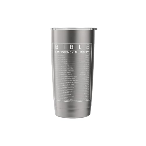 Bible Emergency Hotline Numbers Bible Verse Scripture Gift Stainless Steel Insulated Tumbler - color: Brushed Steel