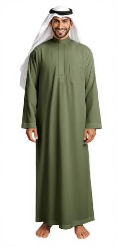 HOMELEX Men's Thobe Kaftan Arab Robe - color: Green-2, size: X-Large