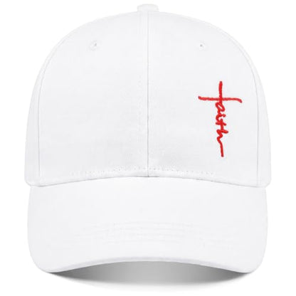 Christian Jesus Hats for Men & Women - Cross Logo Faith Baseball Caps - Ideal Religious Gifts for Thanksgiving and Christmas - color: White
