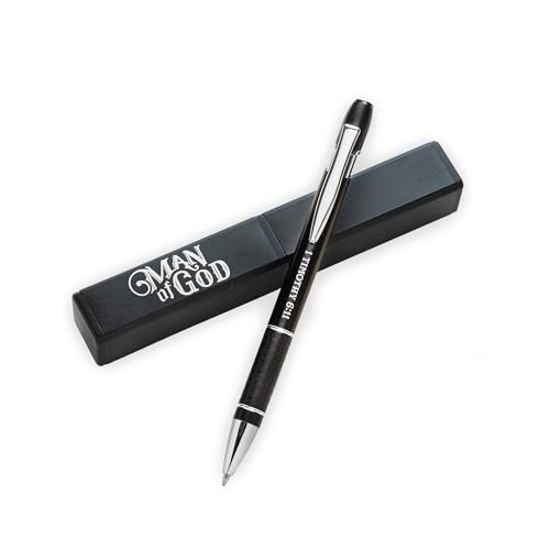Christian Art Gifts Man of God Black Retractable Ballpoint Pen & Gift Box - color: Black/Man of God, size: 1 Count (Pack of 1)
