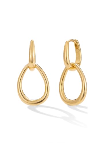 MUMREUES 14K Gold Earrings for Women Trendy Double Hoop Dangle Earrings - color: Sage & Gold