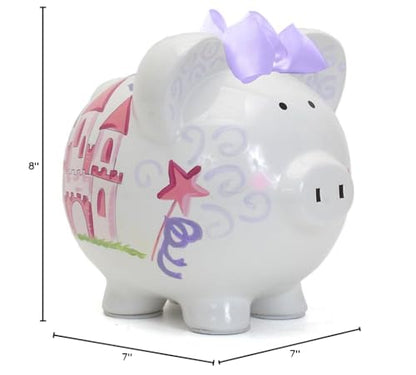Child to Cherish Ceramic Piggy Bank for Girls, Magic Fairy Castle - color: Magic Fairy Castle