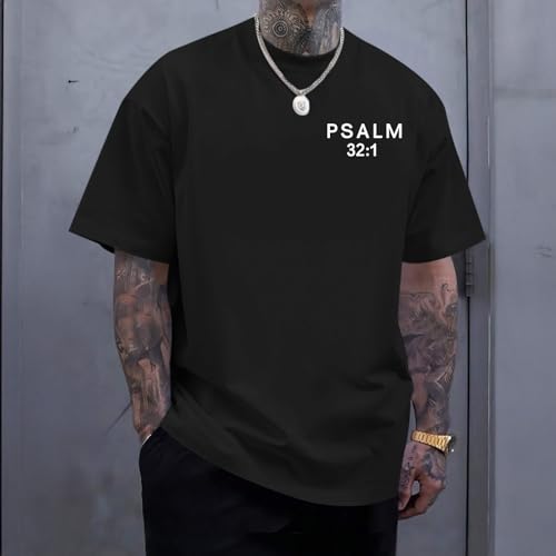 Christian Jesus Shirts for Men God Religious Faith Shirt Bible Verse Inspirational Oversized Graphic Tees Tops - color: Black, size: Medium