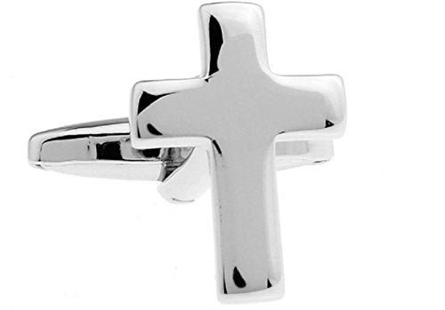 MRCUFF Cross Christian Pair Cufflinks in a Presentation Gift Box & Polishing Cloth