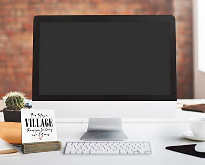 Thank You Wood Plaque Gift, It Takes A Village Thank You for Being A Part of Ours, Plaque with Wooden Stand, Meaningful Wood Sign Plaques Gifts, Child Care Worker Gift - color: Village01