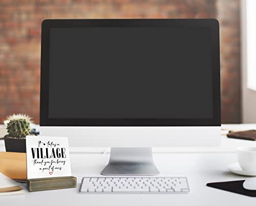 Thank You Wood Plaque Gift, It Takes A Village Thank You for Being A Part of Ours, Plaque with Wooden Stand, Meaningful Wood Sign Plaques Gifts, Child Care Worker Gift - color: Village01