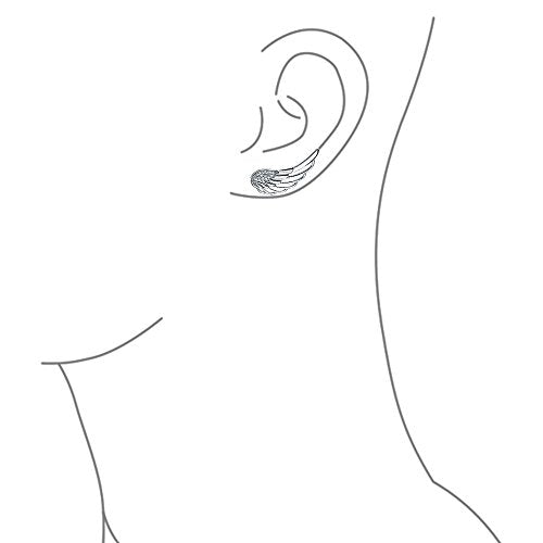 Guardian Angel Wing Ear Crawler Climber Earrings Pave CZ Sterling Silver