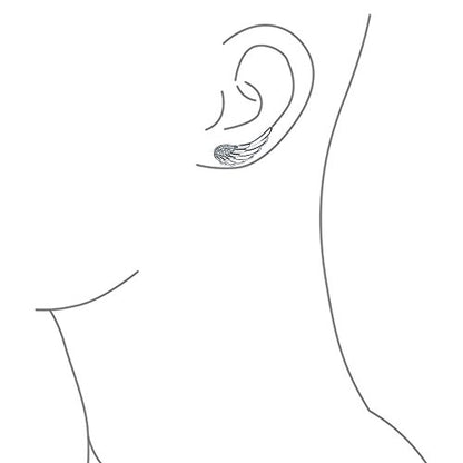 Guardian Angel Wing Ear Crawler Climber Earrings Pave CZ Sterling Silver