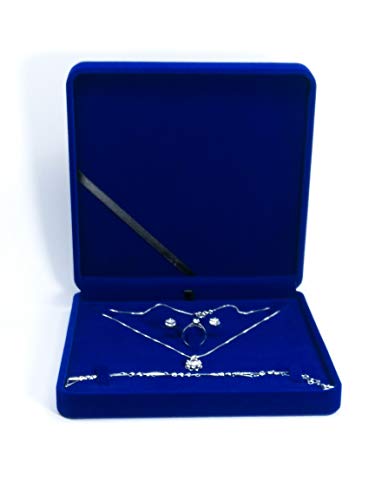 Jewelry Set Velvet Box Necklace Earring Ring Necklace Bracelet Gift Display Case Wedding Jewelry Storage Holder (Royal Blue) - color: Royal Blue